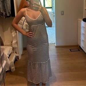 Brown and White Striped Maxi Dress
